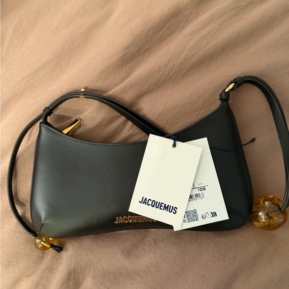 Jacquemus Black Shoulder Bag with Gold Accents - Picture 2 of 7
